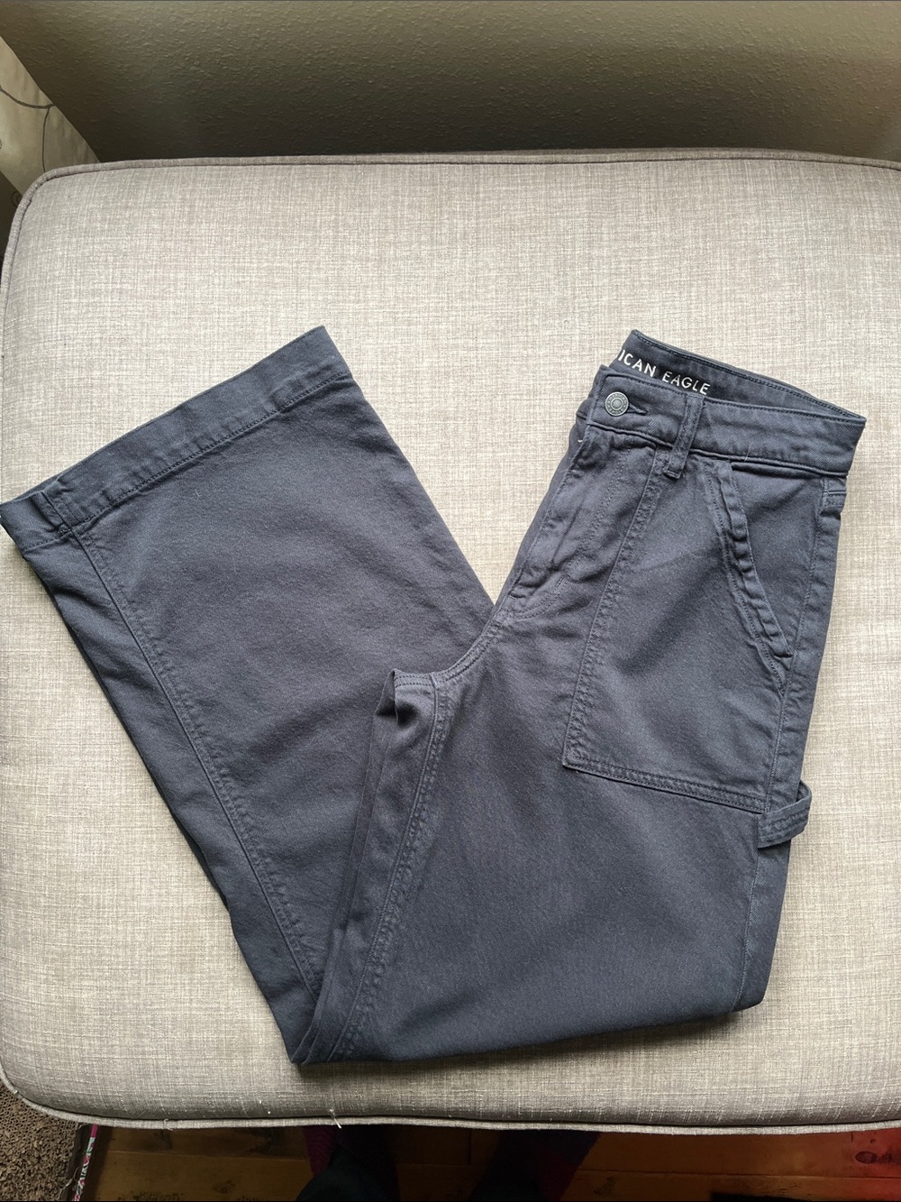 American Eagle Black Cargo Wide-Leg Pants 6